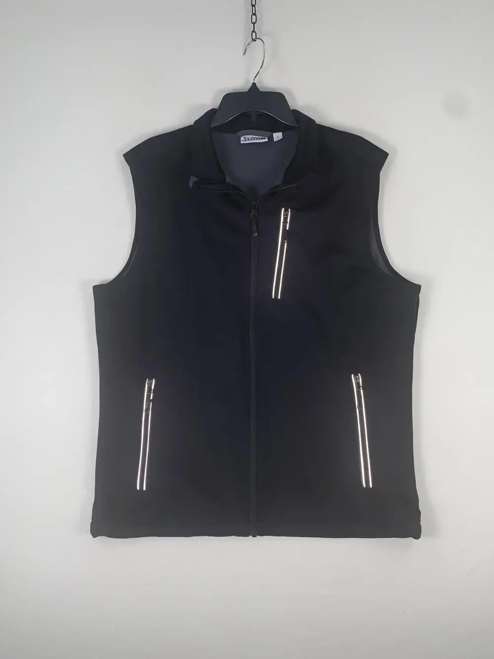 33,000ft Vest Mens Large Black Softshell Full Zip Reflective Cycling Running